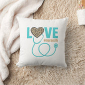 Verpleegster Love Luipaard Stethoscoop Vectorontwe Kussen (Deken)