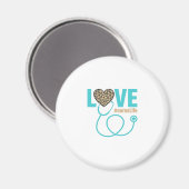 Verpleegster Love Luipaard Stethoscoop Vectorontwe Magneet (Voorkant / Achterkant)