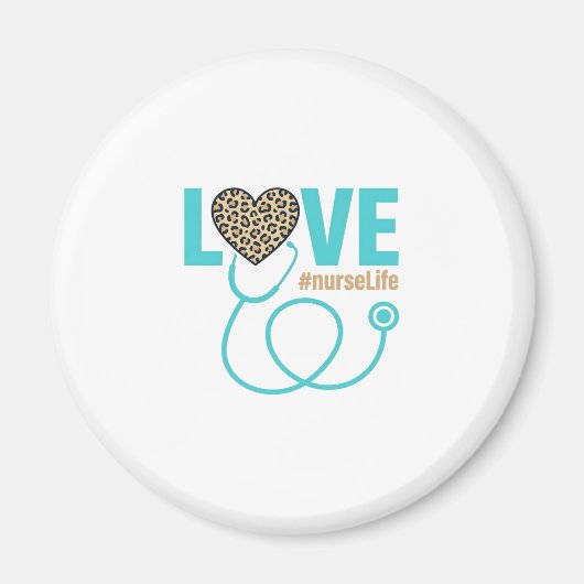 Verpleegster Love Luipaard Stethoscoop Vectorontwe Magneet (Voorkant)