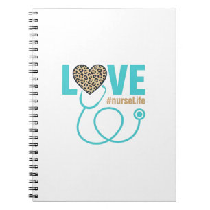 Verpleegster Love Luipaard Stethoscoop Vectorontwe Notitieboek