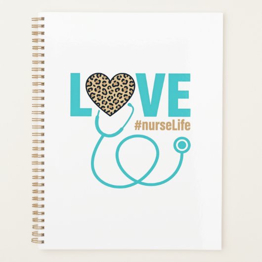 Verpleegster Love Luipaard Stethoscoop Vectorontwe Planner (Voorkant)