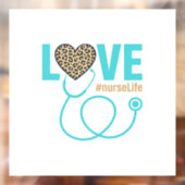 Verpleegster Love Luipaard Stethoscoop Vectorontwe Raamsticker (Vel 2)