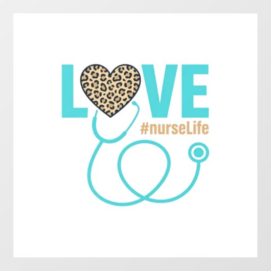 Verpleegster Love Luipaard Stethoscoop Vectorontwe Raamsticker (Vel)