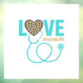 Verpleegster Love Luipaard Stethoscoop Vectorontwe Raamsticker (Vel 3)