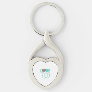 Verpleegster Love Luipaard Stethoscoop Vectorontwe Sleutelhanger