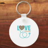 Verpleegster Love Luipaard Stethoscoop Vectorontwe Sleutelhanger (Voorkant)