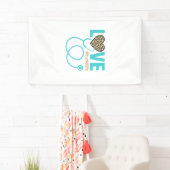 Verpleegster Love Luipaard Stethoscoop Vectorontwe Spandoek (Insitu)