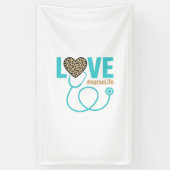 Verpleegster Love Luipaard Stethoscoop Vectorontwe Spandoek (Verticaal)