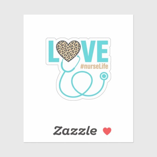 Verpleegster Love Luipaard Stethoscoop Vectorontwe Sticker (Vel)