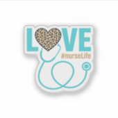 Verpleegster Love Luipaard Stethoscoop Vectorontwe Sticker (Voorkant)
