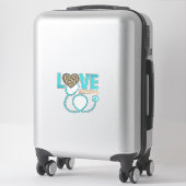 Verpleegster Love Luipaard Stethoscoop Vectorontwe Sticker (Koffer)
