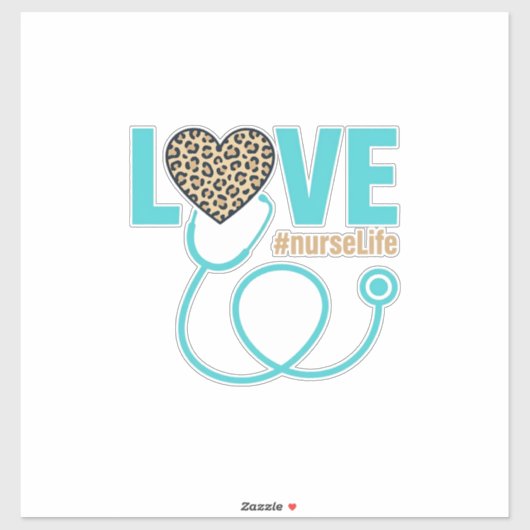 Verpleegster Love Luipaard Stethoscoop Vectorontwe Sticker (Vel)