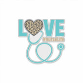 Verpleegster Love Luipaard Stethoscoop Vectorontwe Sticker (Voorkant)