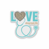 Verpleegster Love Luipaard Stethoscoop Vectorontwe Sticker (Voorkant)