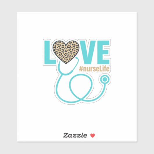 Verpleegster Love Luipaard Stethoscoop Vectorontwe Sticker (Vel)