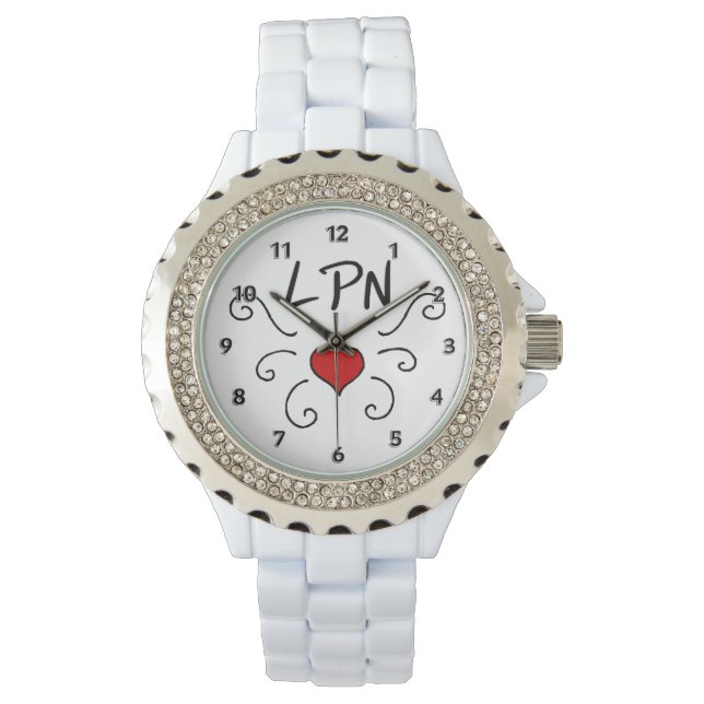 Verpleegster LPN Liefde Tattoo Horloge (Voorkant)