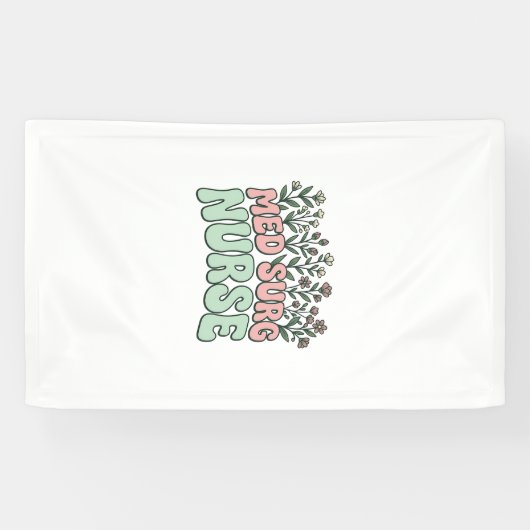 Verpleegster Med Chir Bloemig Vintage Vectorontwer Spandoek (Horizontaal)