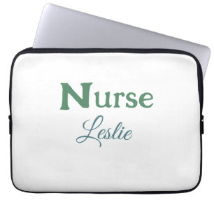 Verpleegster medisch dokter voeg naam tekst groen laptop sleeve