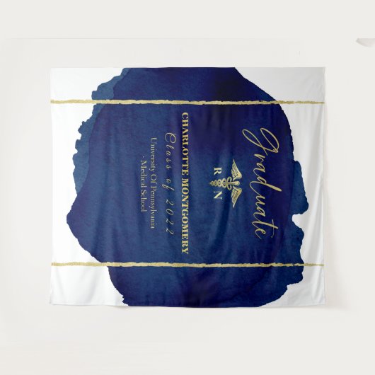 Verpleegster Medische Caduceus Afstudeer Achtergro Wandkleed (Voorkant (horizontaal))