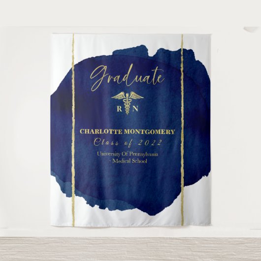 Verpleegster Medische Caduceus Afstudeer Achtergro Wandkleed (Voorkant)