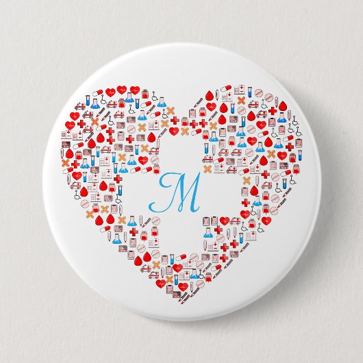 Verpleegster medische hart collage speld ronde button 7,6 cm (Voorkant)