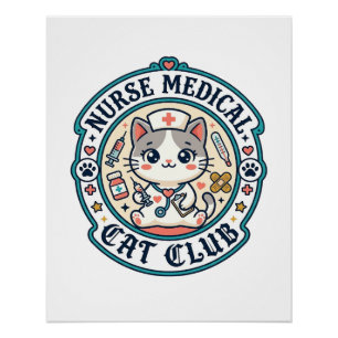 Verpleegster Medische Kat Grappige Kat Liefhebber Perfect Poster