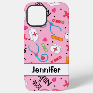 Verpleegster Medische Kunst Roze Naam Gepersonalis iPhone 12 Pro Max Hoesje
