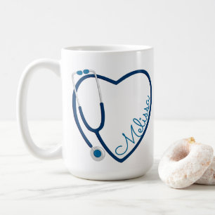Verpleegster Medische Stethoscoop Hart Blauw Leuk Koffiemok