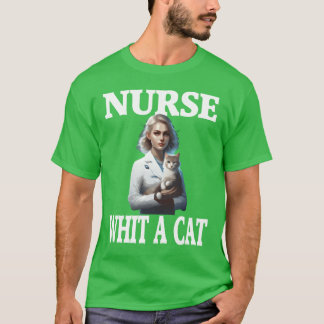 Verpleegster met een CatBeautiful Cat DesignCat on T-shirt