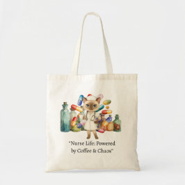 Verpleegster met grappige tekst voor kattenliefheb tote bag