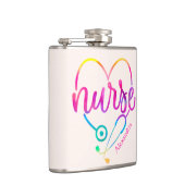 Verpleegster met hartvormige stethoscoop heupfles (Rechts)