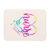 Verpleegster met hartvormige stethoscoop magneet (Horizontaal)