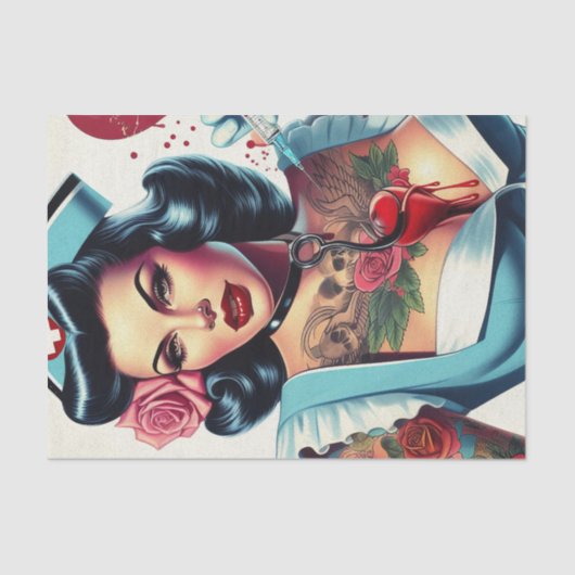 verpleegster met inkt tissuepapier (Voorkant)