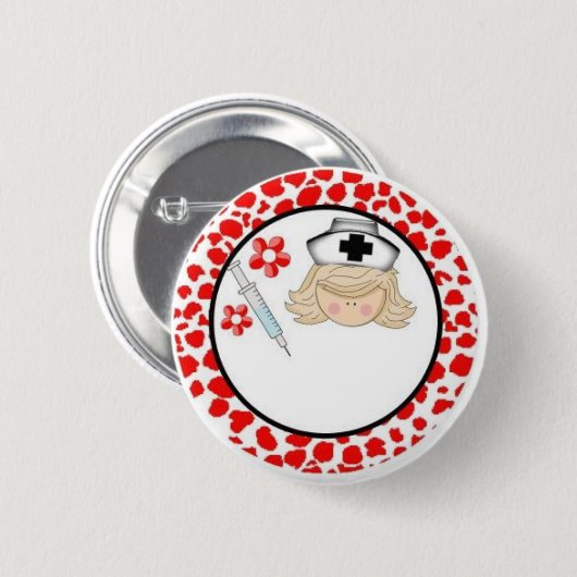 verpleegster met naam ronde button 5,7 cm (Voorkant /achterkant)