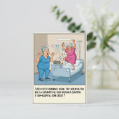 Verpleegster met oudere patiënt dansen beterschap briefkaart (Staand voorkant)