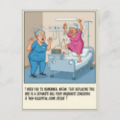 Verpleegster met oudere patiënt dansen beterschap briefkaart (Voorkant)