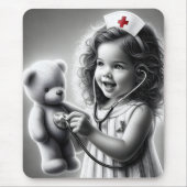 Verpleegster met teddybeer muismat (Voorkant)