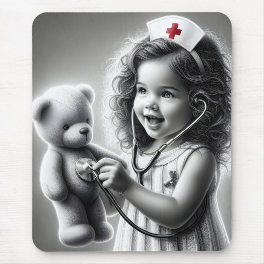 Verpleegster met teddybeer muismat (Voorkant)