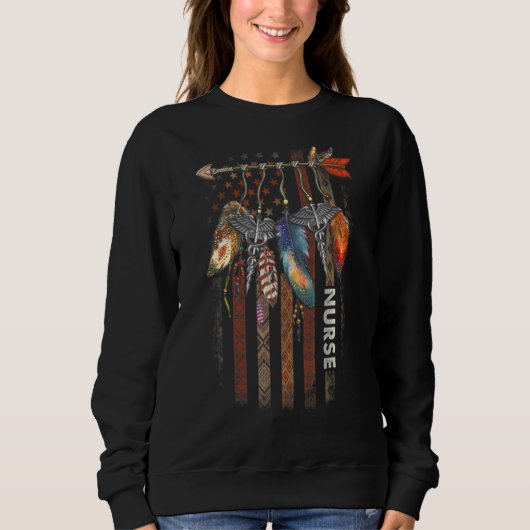 Verpleegster Native American Arrow Caduceus Feathe Trui (Voorkant)