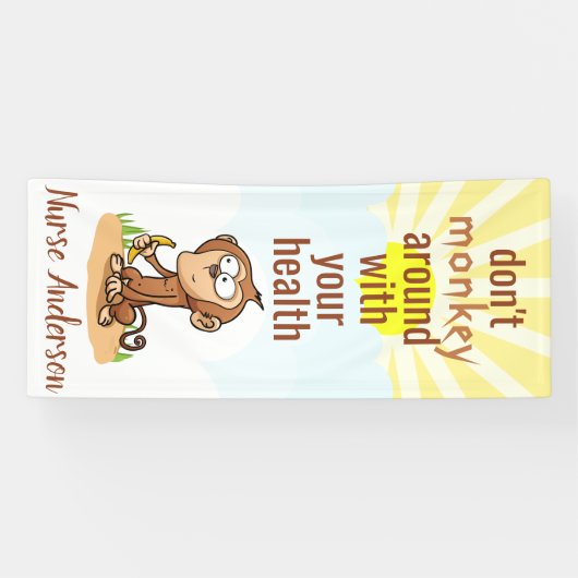 Verpleegster; niet apen rond gezondheid; gepersona spandoek (Horizontaal)