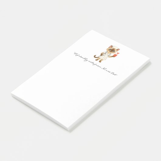 Verpleegster Notitieblok met Schattigee Cat Holdin Post-it® Notes (Schuin)