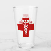 Verpleegster of Dokter Caduceus Kruis Glas (Achterkant)