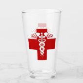 Verpleegster of Dokter Caduceus Kruis Glas (Voorkant)