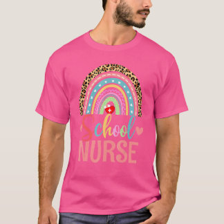 Verpleegster op school Boho regenboog luipaard ver T-shirt