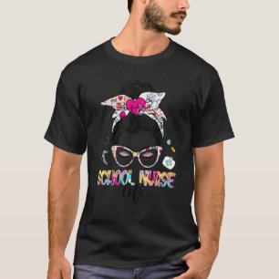 Verpleegster op school rommelige knot stethoscoop t-shirt