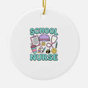 Verpleegster op school Vintage medische collage sh Keramisch Ornament