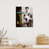 VERPLEEGSTER OUD MODEL en Gouden Caduceus NR Emble Poster (Keuken)