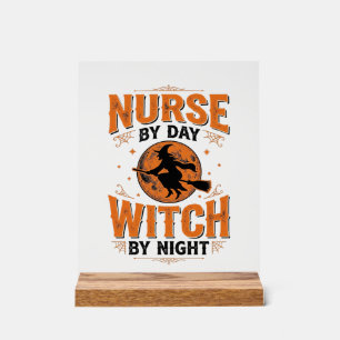 Verpleegster overdag Heks 's nachts Halloween-ontw Acryl Bord