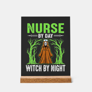 Verpleegster Overdag Heks 's Nachts Halloween-ontw Acryl Bord