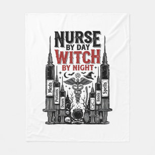 Verpleegster Overdag Heks 's Nachts Halloween-ontw Fleece Deken